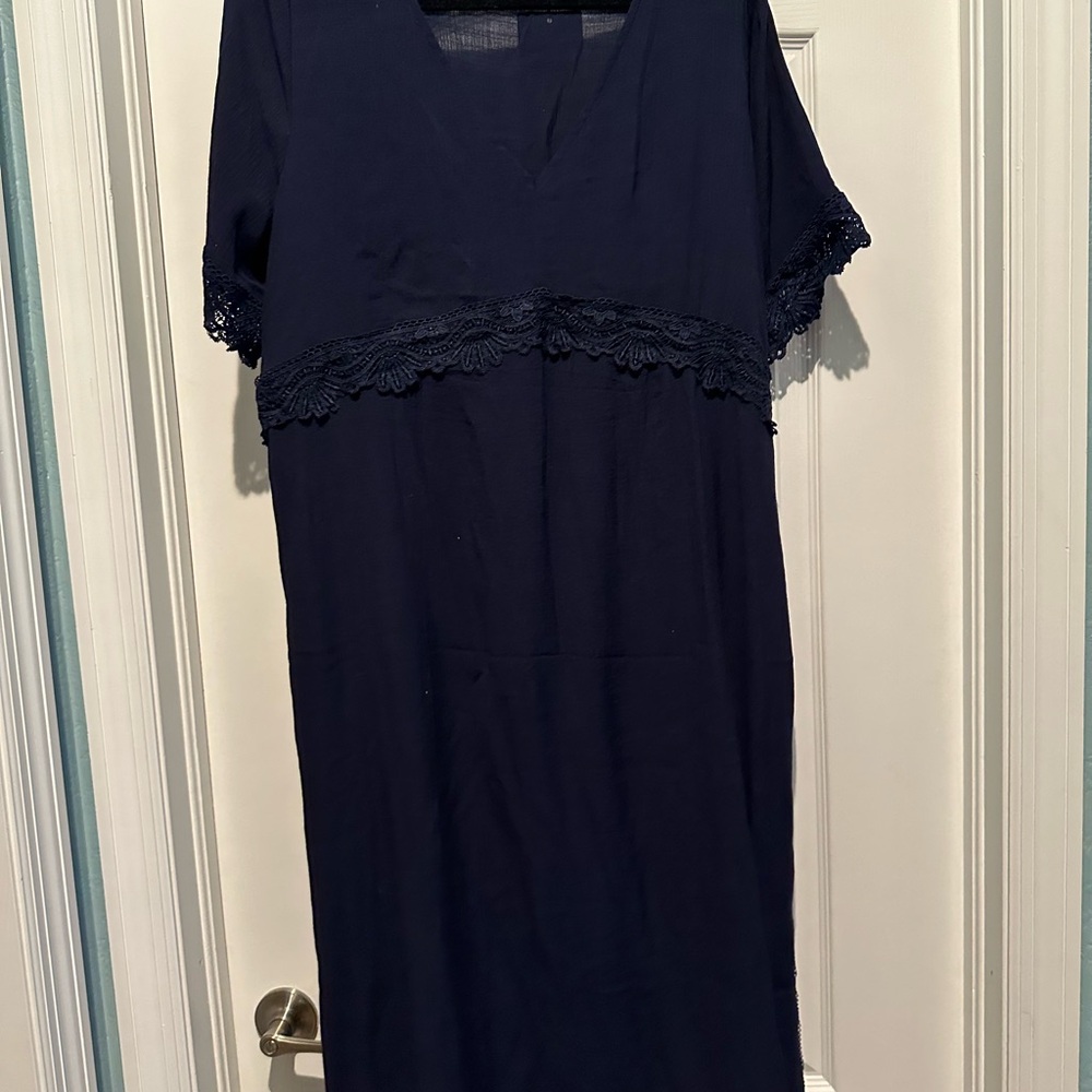 BloomChic Navy Dress with Lace Detail